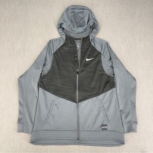 NIKE Jacket Womens L Hyper Elite Full Zip Warm Up Basketball Hooded Gray Vented